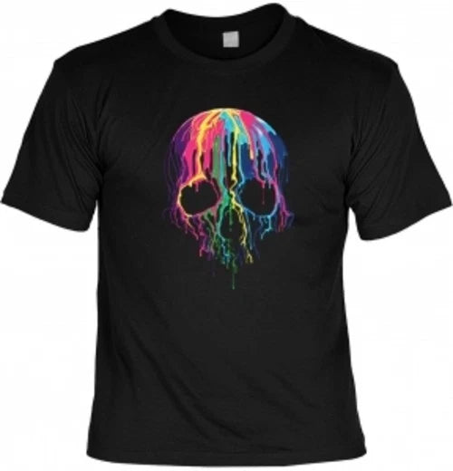 Mens T-Shirt Neon Melting Skull Pop Art Style Shirts Men Gifts