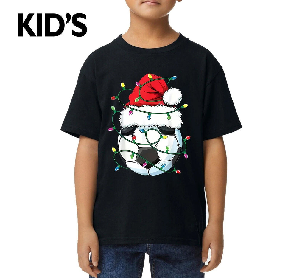 Santa Soccer Ball Sports Funny Football Print Novelty Joke Kids T-shirt Tee Top
