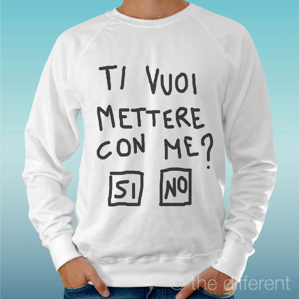 Felpa Man Light Sweater White " You Would like To Put With Me " Road Happiness