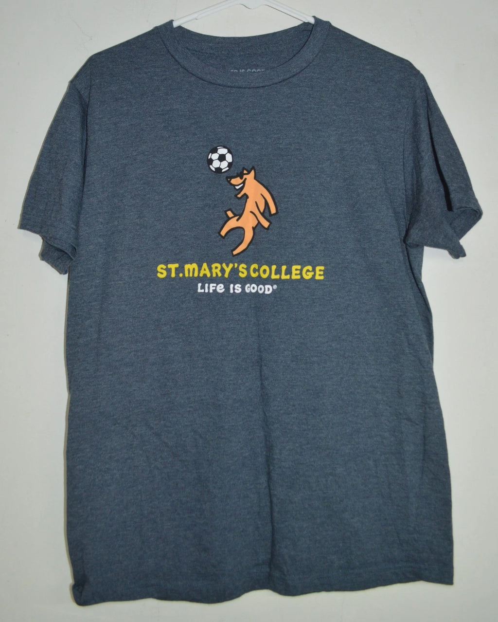 Life is Good Blue 84 Navy Tshirt St Marys College Dog Soccer Medium