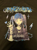 Japanese Kawaii Gothic Emo Blue Hair Anime Girl Graphic tee shirt