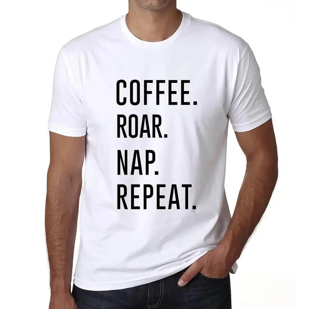 ULTRABASIC Homme Tee-Shirt Café Rugissement Sieste Répétition Coffee Roar Nap