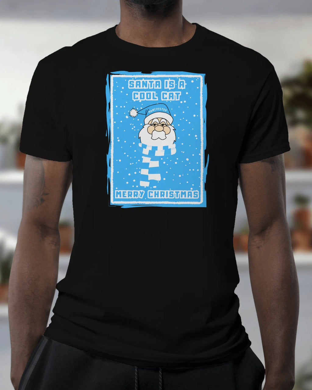 COOL CAT Xmas T Shirt | Manchester Hooligan Moss Side Blues Santa Christmas