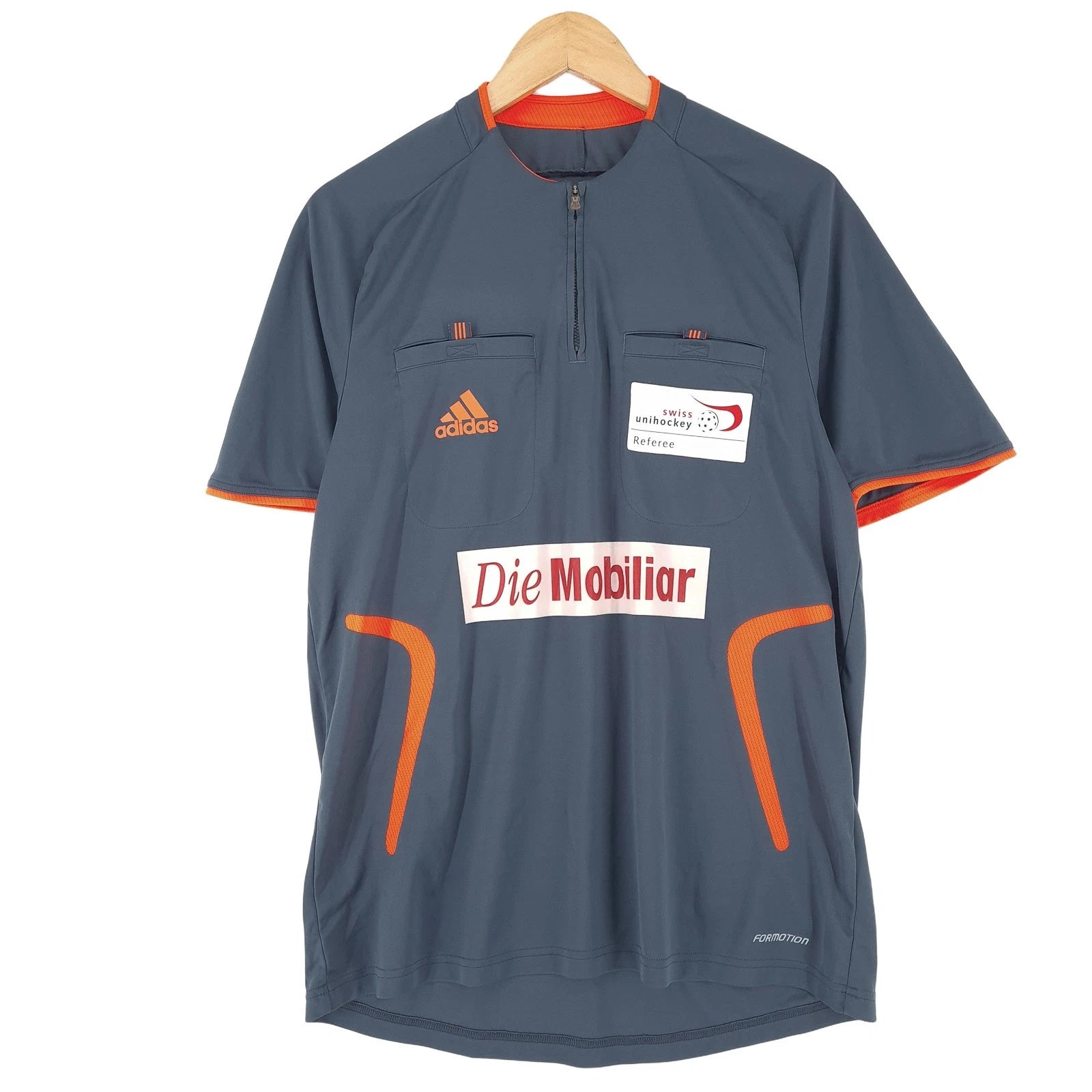 Adidas Vintage Sport Referee Unihockey T-Shirt Small Stand Collar Regular