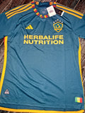 Adidas Soccer Los Angeles Galaxy LG Jersey Authentic Away Mystery Green Gold NEW