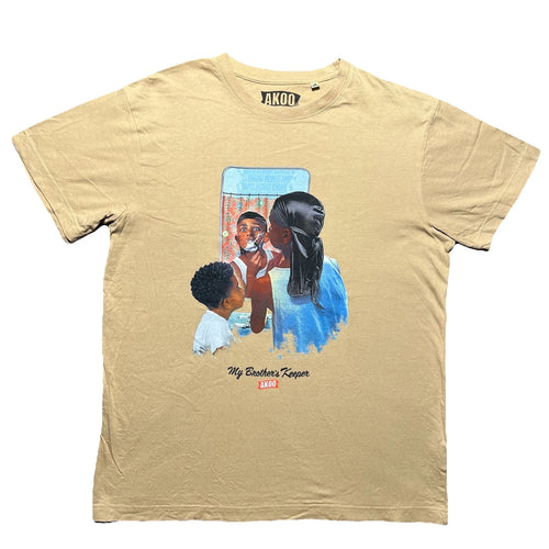 AKOO My Brothers Keeper T Shirt Mens L Tan Streetwear Graphic