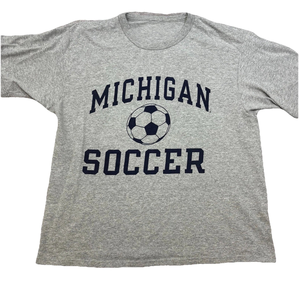 Vintage 90s Michigan Wolverines Soccer Champion T-shirt Size L  Gray