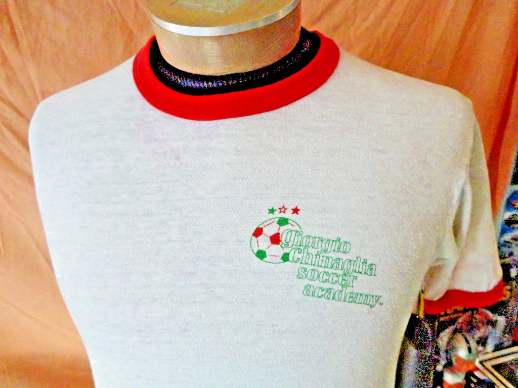 Vintage 80s Giorgio Chinaglia Soccer Academy Ringer T Shirt S