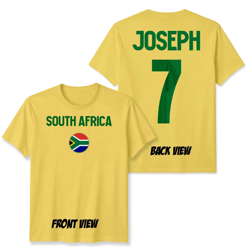 Personalised South Africa Name And Number Unisex T Shirt Game Day Football Rugby