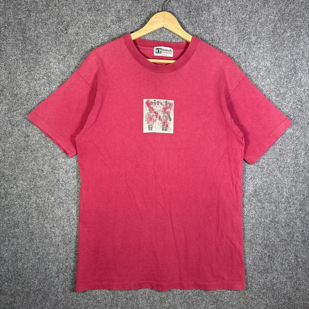 Vintage Bitch Skateboards Shirt Mens Large Red 90s USA Skate Girl Rare Faded