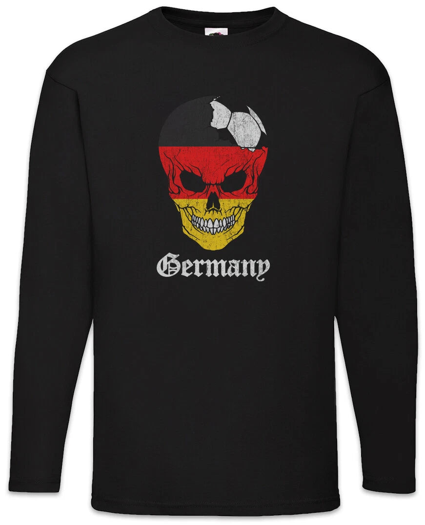 Germany Football Skull I Men's Long Sleeve T-Shirt German Soccer Flag World