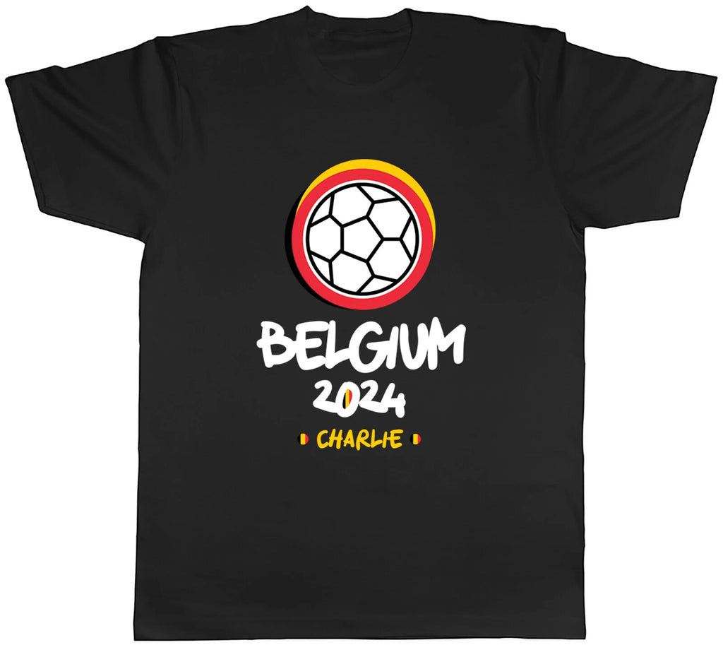 Personalised Belgium 2024 Mens T-Shirt Football Soccer Supporter Fan Tee Gift