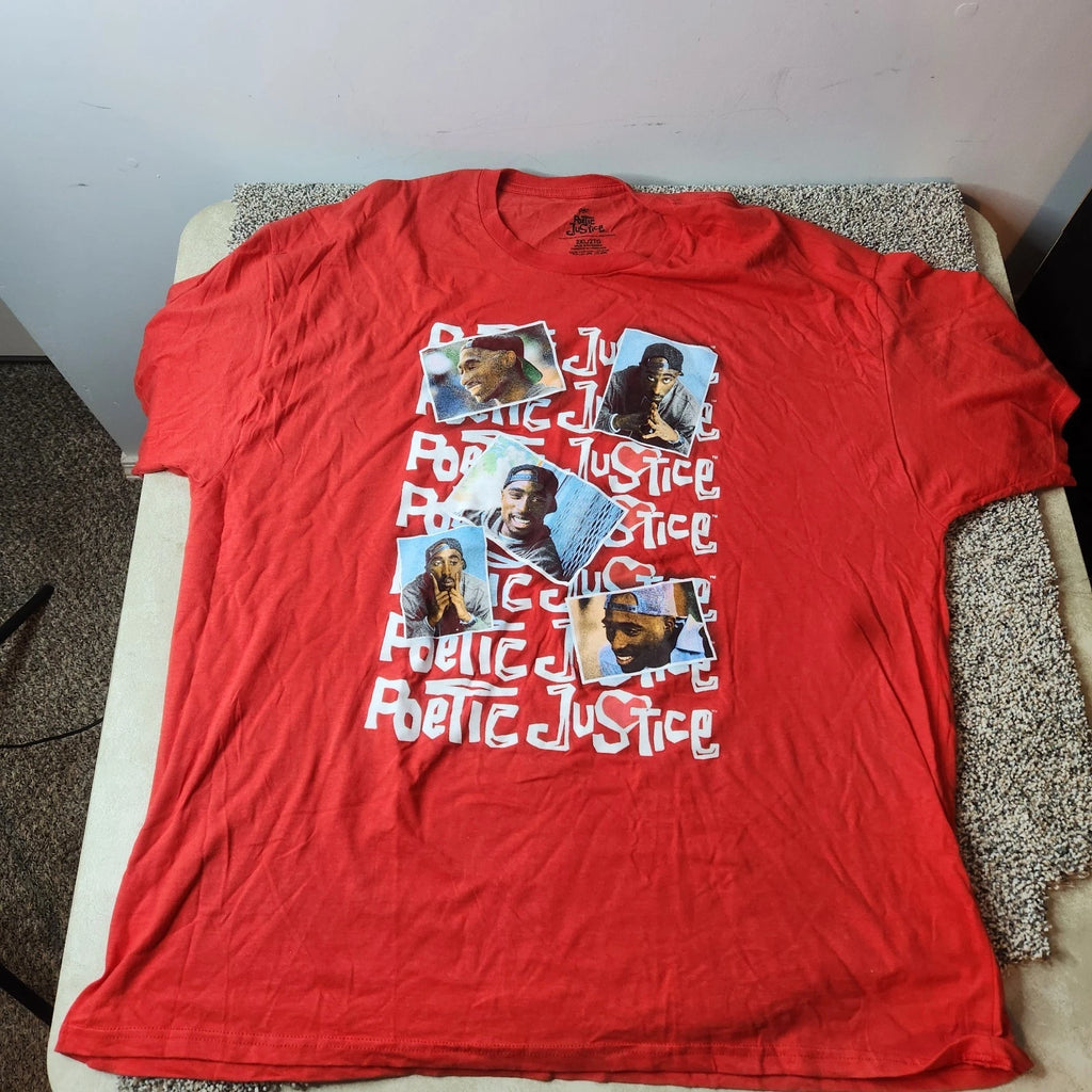 POETIC JUSTICE SNAP BACK RED T SHIRT Graphic 2pac Rap Y2k