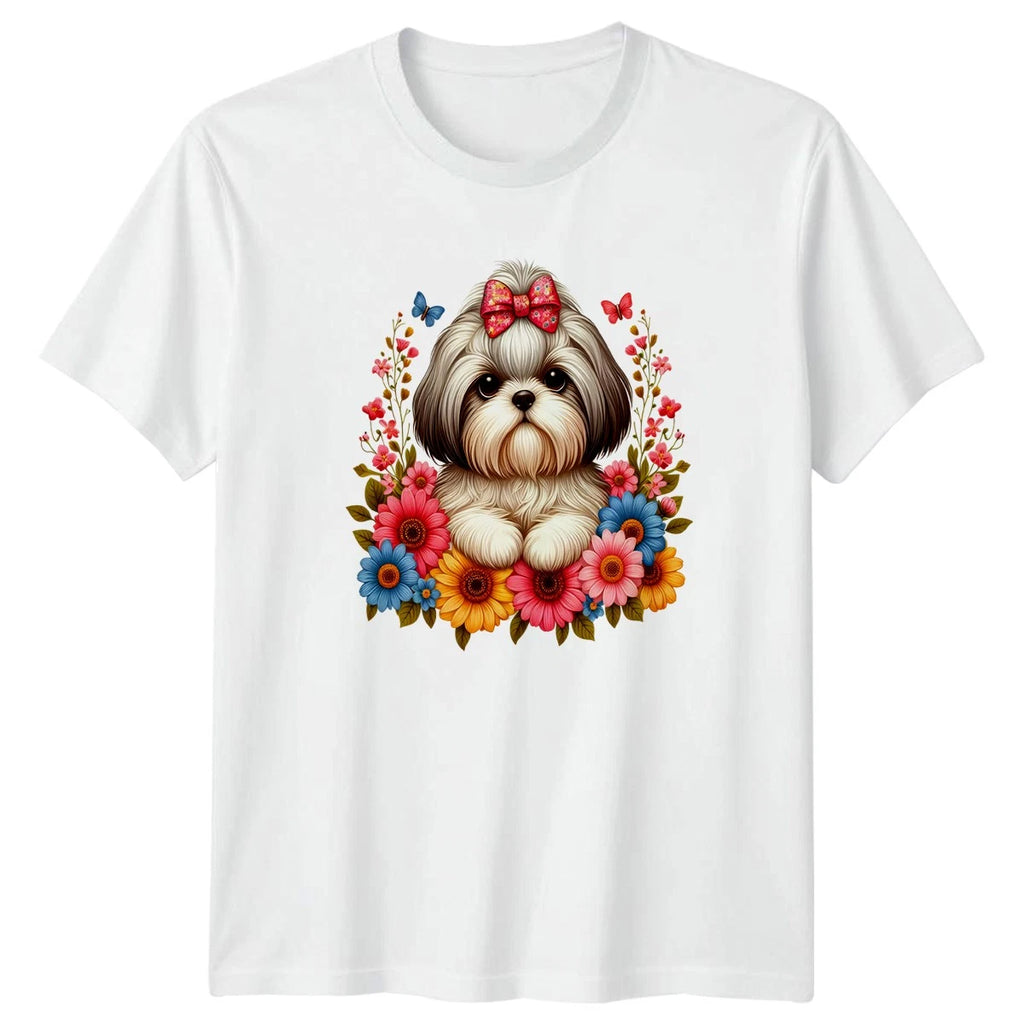 Cute Shih Tzu Dog With Big Womens T-Shirt Dog Breed Pet Animal Mothers Day Gift