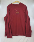 Life is Good Red Maroon Long Sleeve Fall Guy Leaves Football Men XL