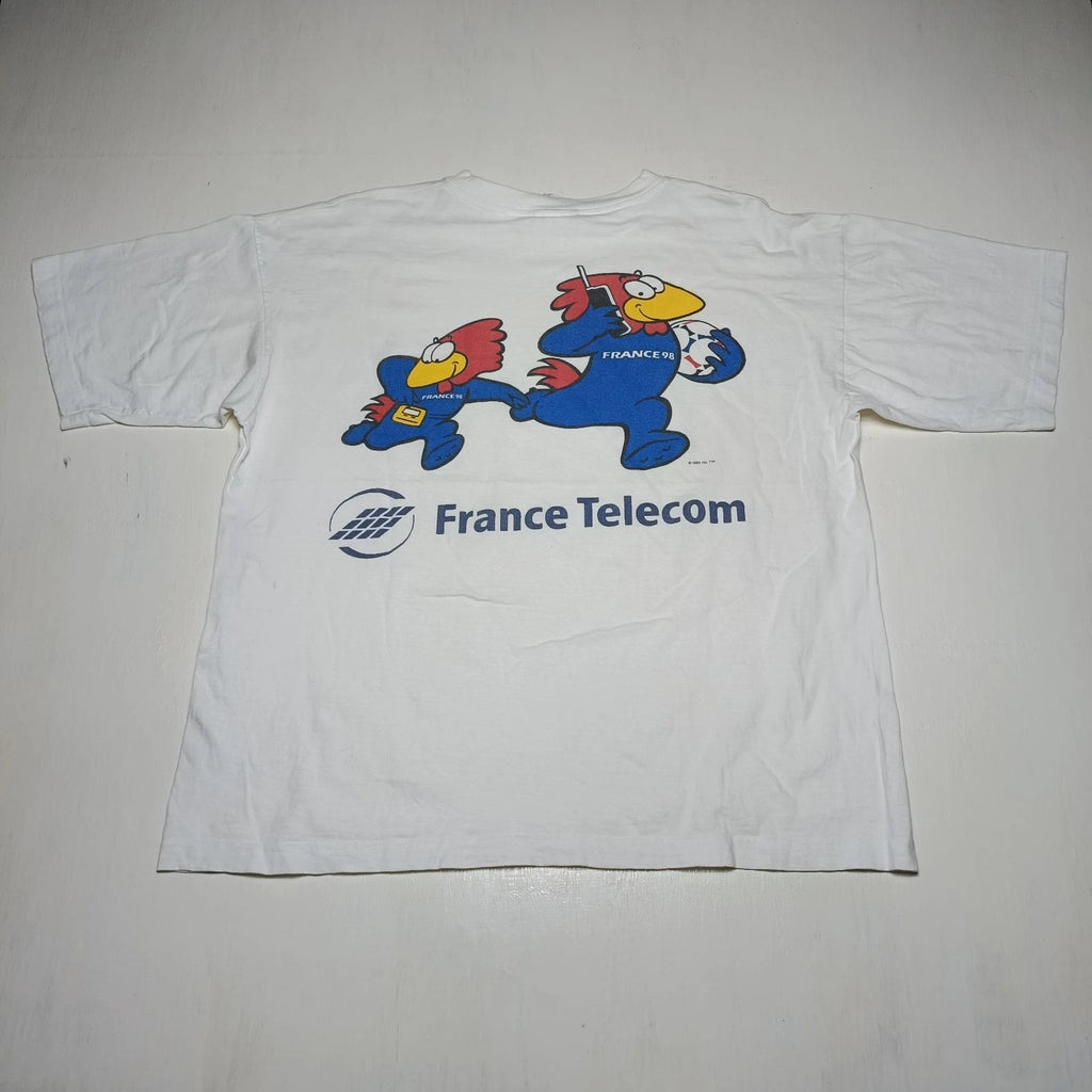 Vintage 98 France World Cup T-Shirt France Telecom Footix Mascot FIFA Soccer L