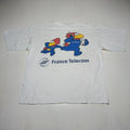 Vintage 98 France World Cup T-Shirt France Telecom Footix Mascot FIFA Soccer L
