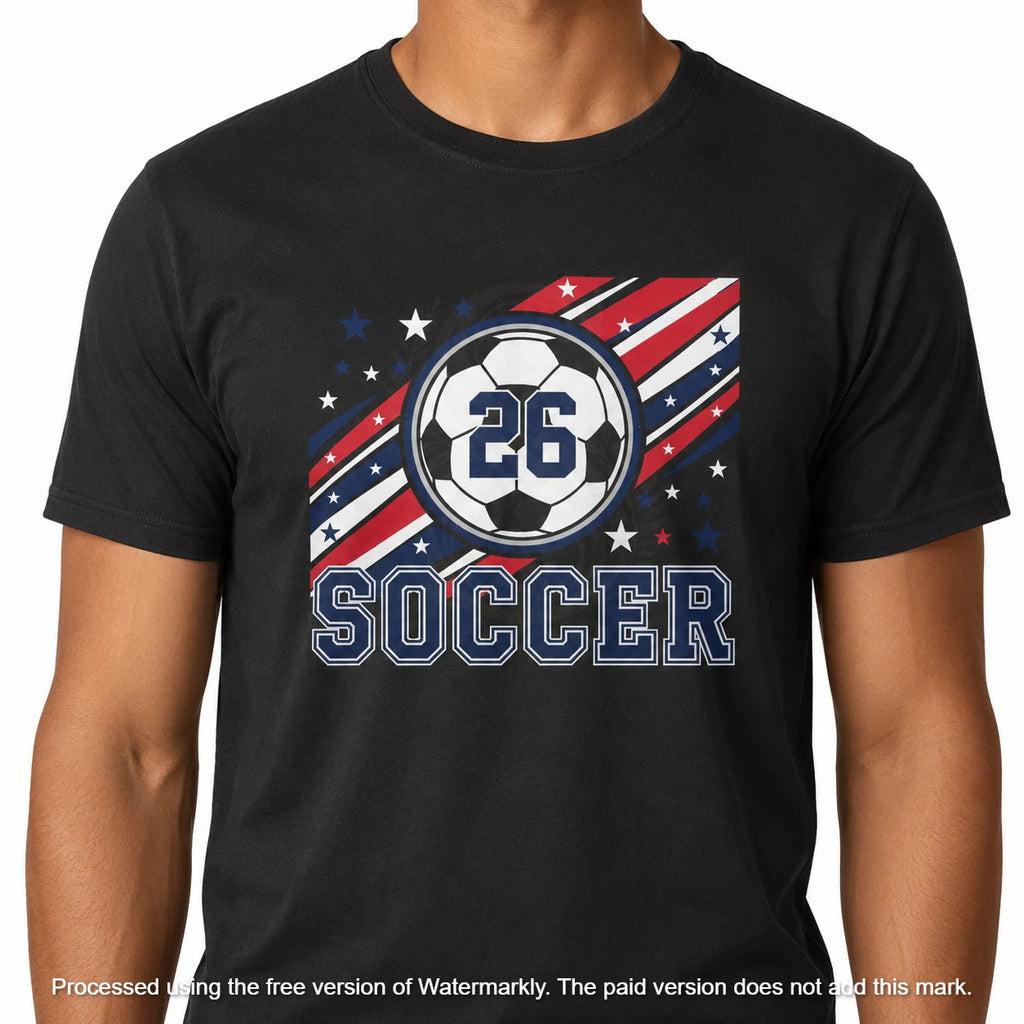 Soccer 26 Patriotic USA Flag Graphic T Shirt Youth Adult Sports Fan Tee