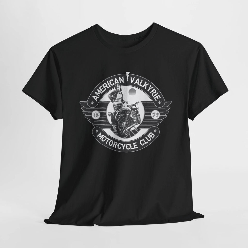 American Valkyrie Motorcycle Club Retro Cool Biker Unisex Heavy Cotton Tee