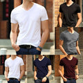 Trendy Japan Short Sleeve Men's Ice Silk Trackless Tshirt Vneck Slim Fit