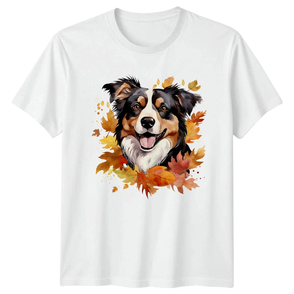 Cute Fall Dog Watercolor Clipart T-Shirt Aussie Gift For Him And Her