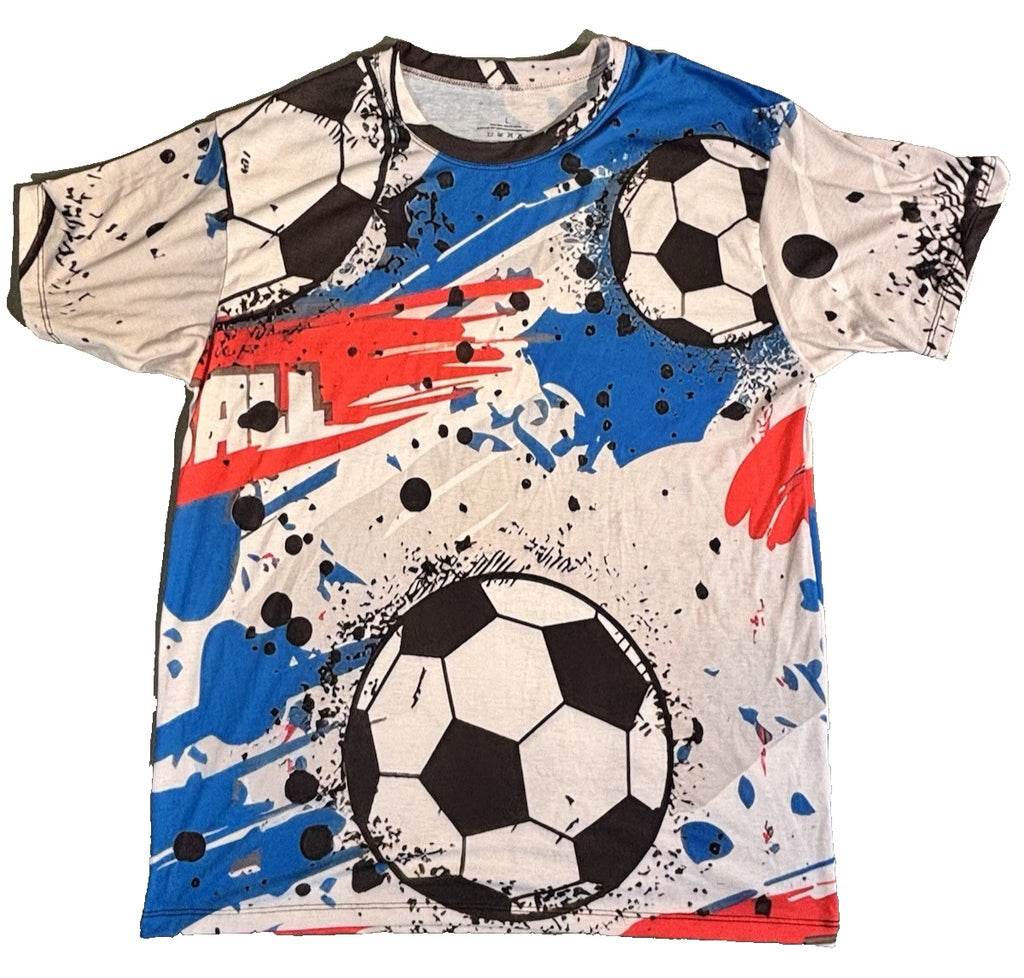 Soccer Ball Graphic T-ShirtFront and Back Graphics Size L