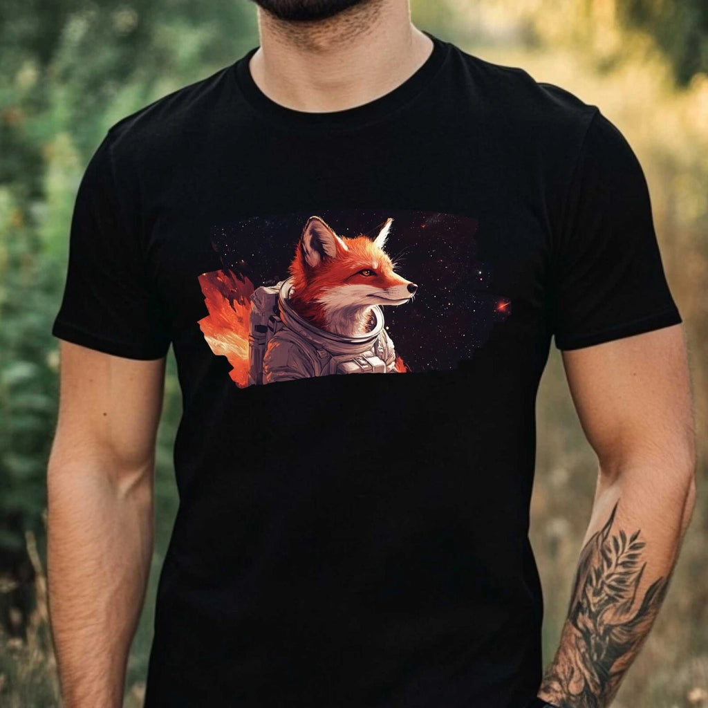 Mens Fox As Astronaut Print Cotton T-Shirt Size XS to 5XL