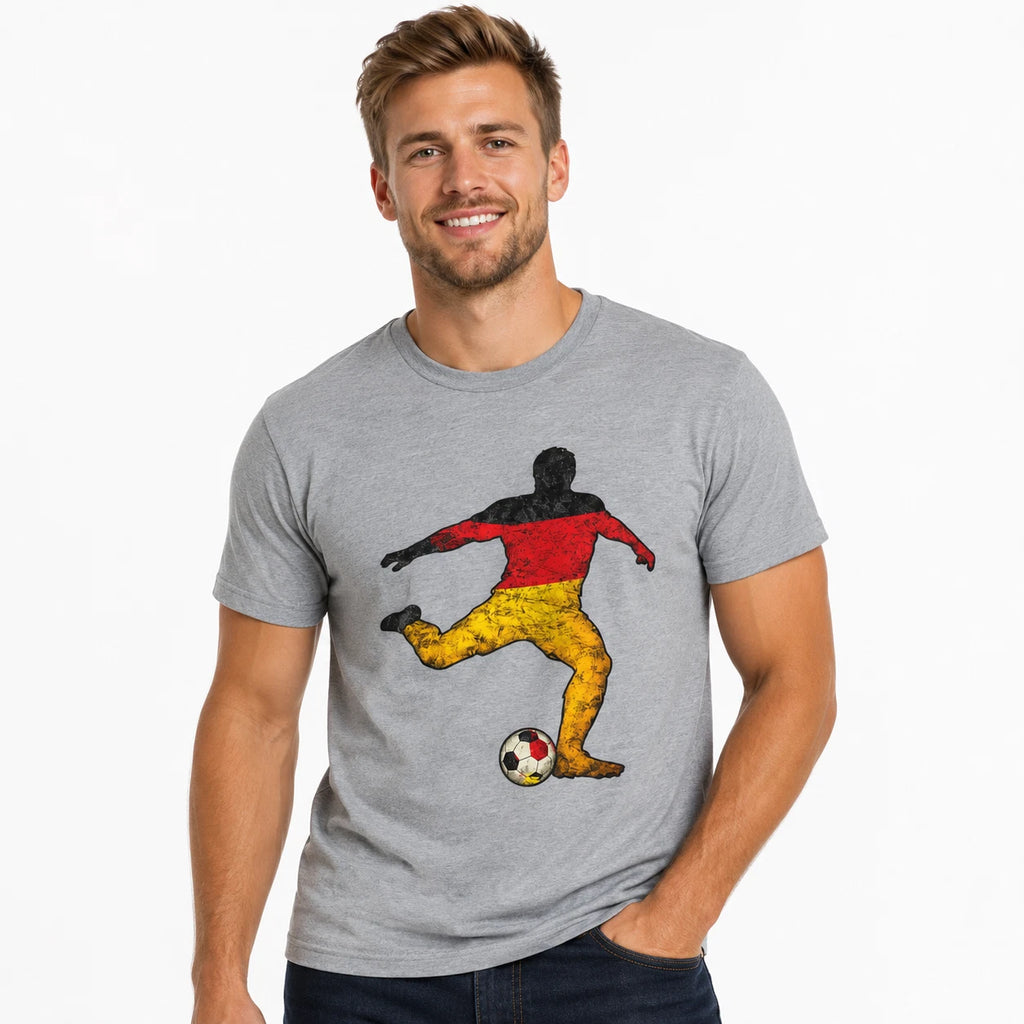 German Flag Soccer Player T-Shirt Football Silhouette World Cup Fan Tee