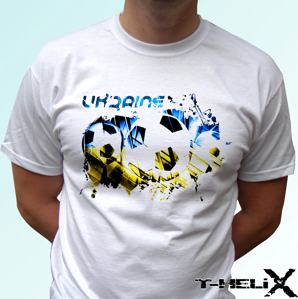 Ukraine football flag - white t shirt top soccer - mens womens kids baby sizes