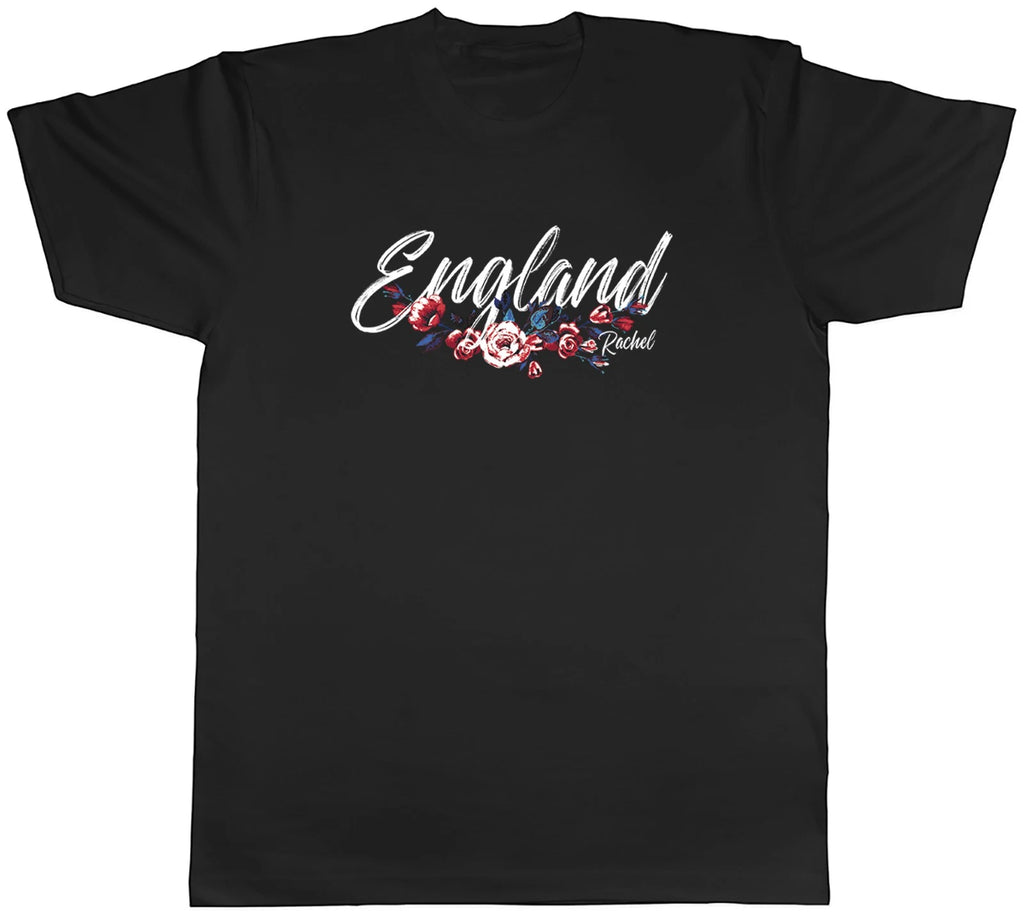 Personalised England Flowers Supporter Fan Football Mens T-Shirt Tee Gift Top