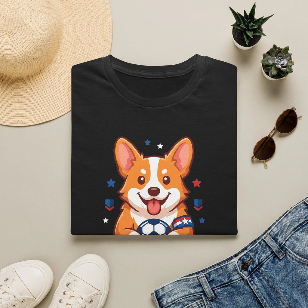 Corgi Captain 2026 Soccer Dog T Shirt Patriotic Sports Fan Graphic Tee