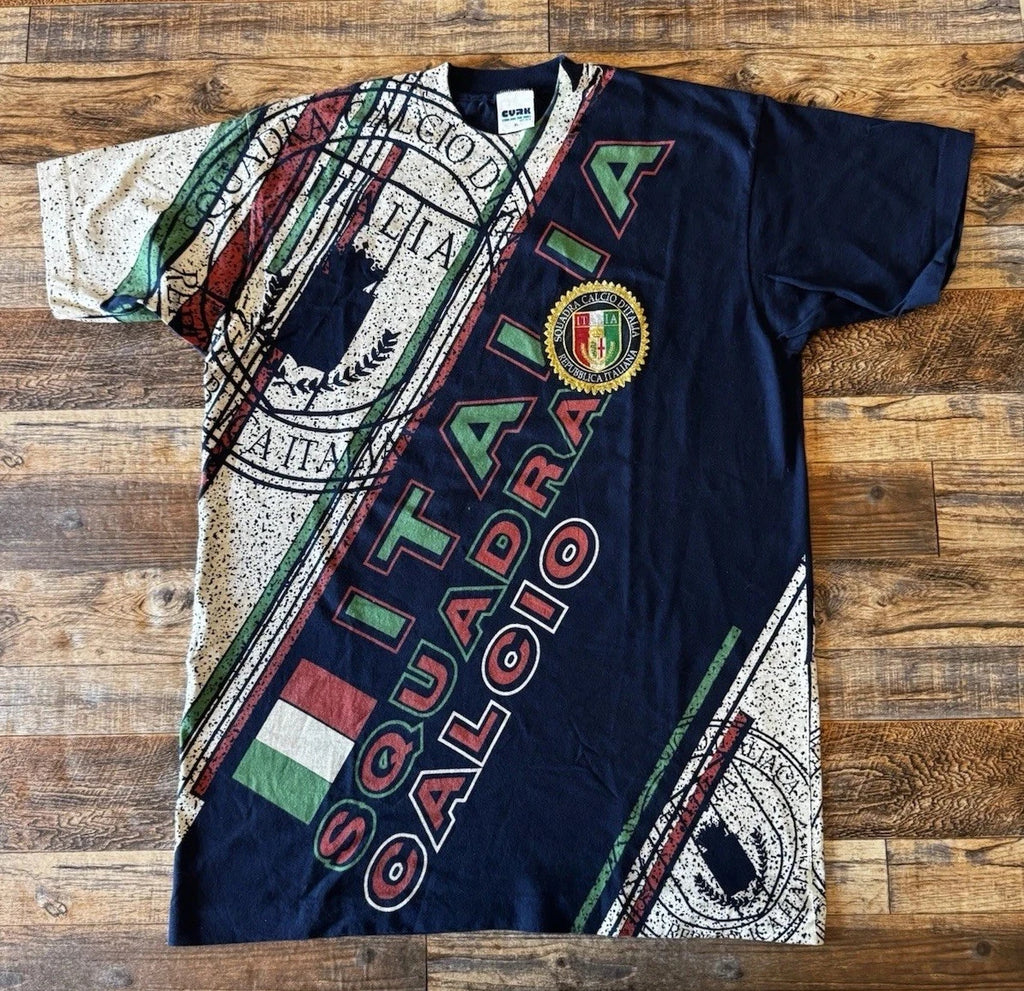 Vintage 90’s Italy National Soccer Team AOP T-Shirt Men’s XL