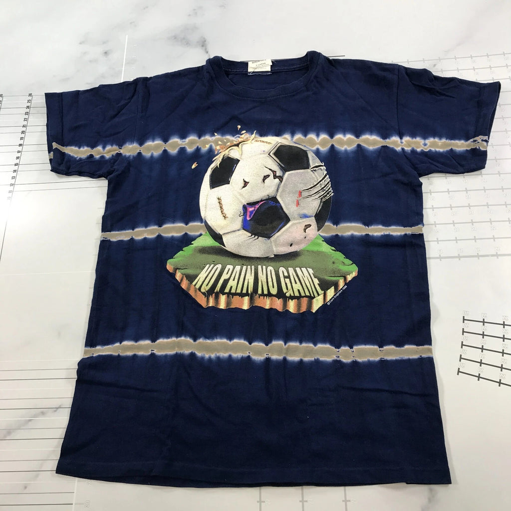 Vintage Soccer T Shirt Mens Extra Large Navy Soccer No Pain No Game 1999