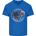 Wine With My Min Pin Dog Miniature Pinscher Mens V-Neck Cotton T-Shirt