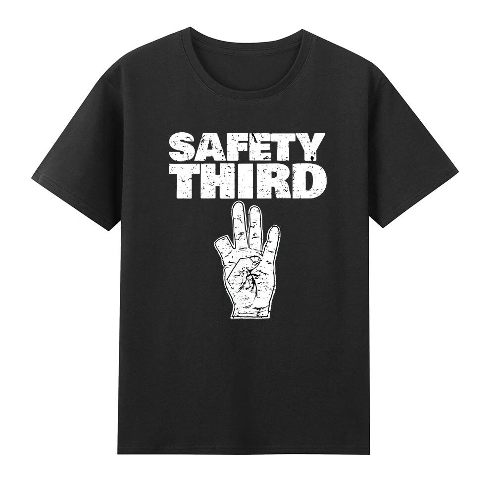 Safety Third Funny Missing Finger Safety Third Graphic Saying T-Shirt