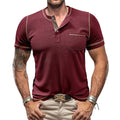 Mens Waffle Henley Shirt Casual Shirts Short Sleeve Button Tops Blouse