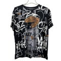 XH Shirt Mens XL Black Graffiti Teddy Bear Mask Hoodie Streetwear Art Tee