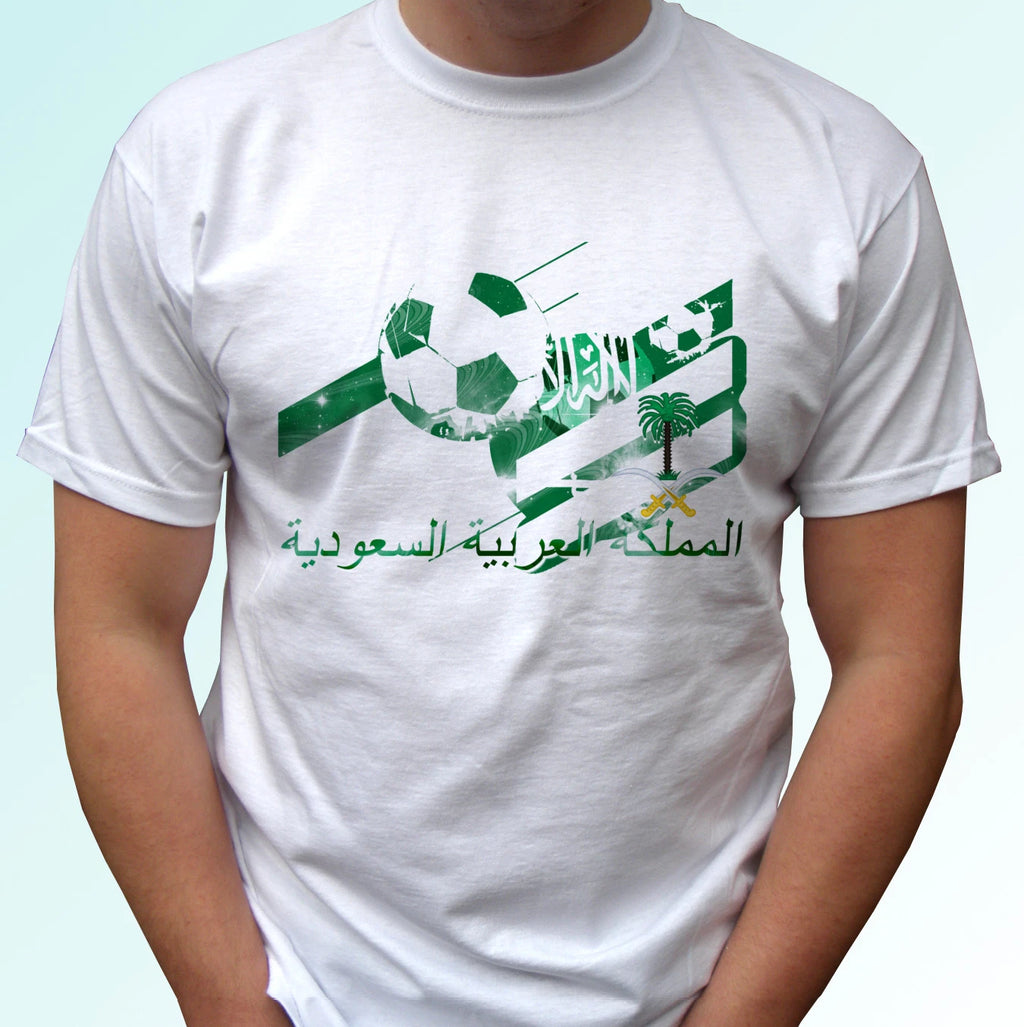Saudi Arabia football flag white t shirt soccer tag gift cup top tee all sizes