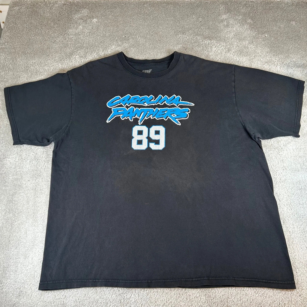 VTG Reebok Carolina Panthers T-Shirt Mens 2XL Black Steve Smith 89 Graphic Tee