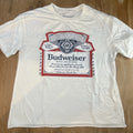 Budweiser King of Beers Graphic T-Shirt Women's Size M Ivory Crop Top MINT