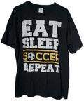 EAT SLEEP SOCCER REPEAT Men XL Black T-Shirt NEW
