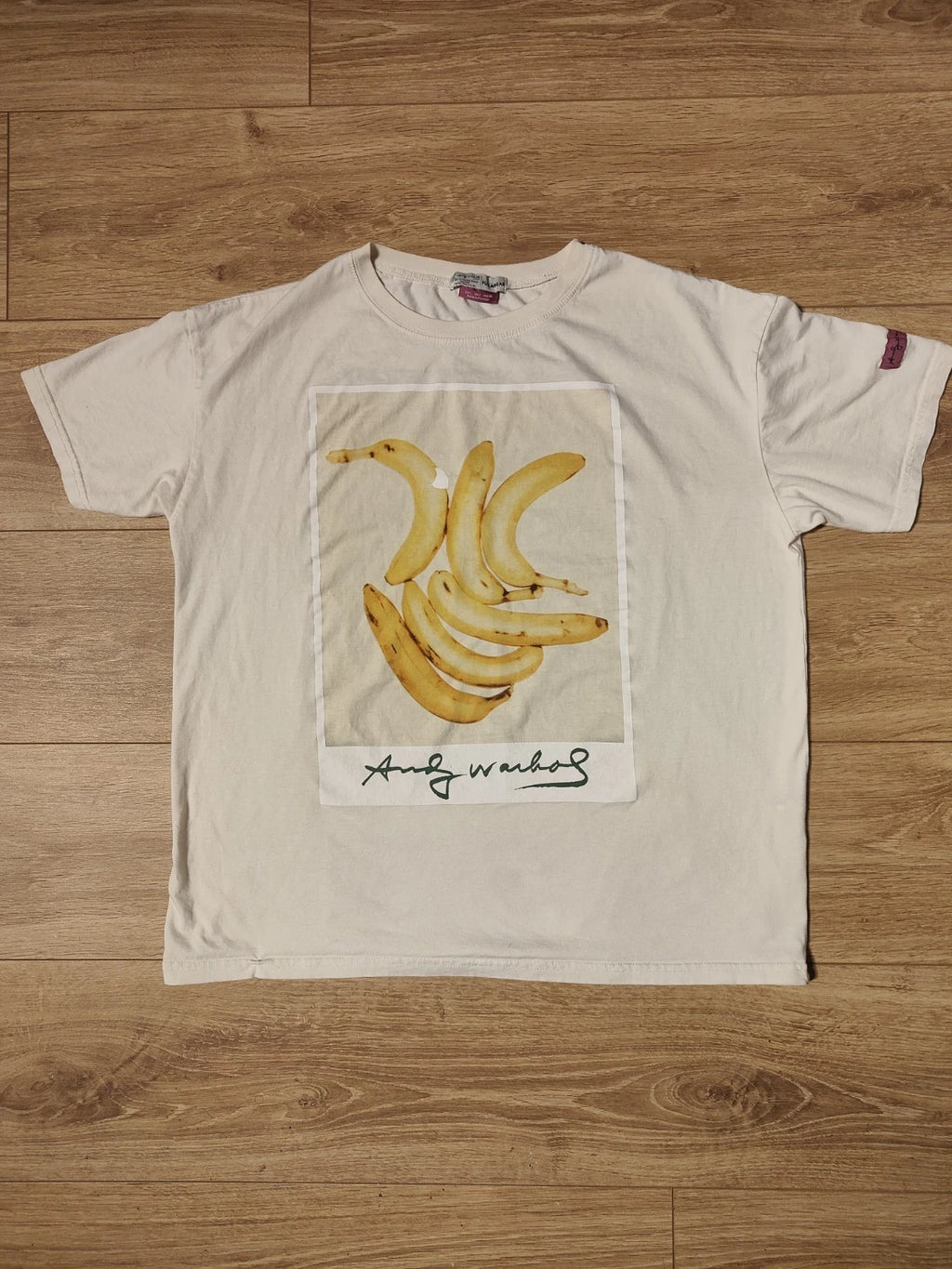 Andy Warhol x Pull & Bear Mens Large T-Shirt Pop Art Banana Graphic Tee Cream