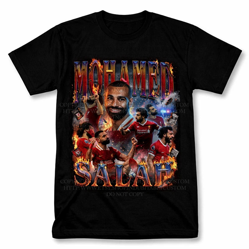 Mohamed Salah Soccer Graphic T Shirt Vintage Style Futbol Fan Tee
