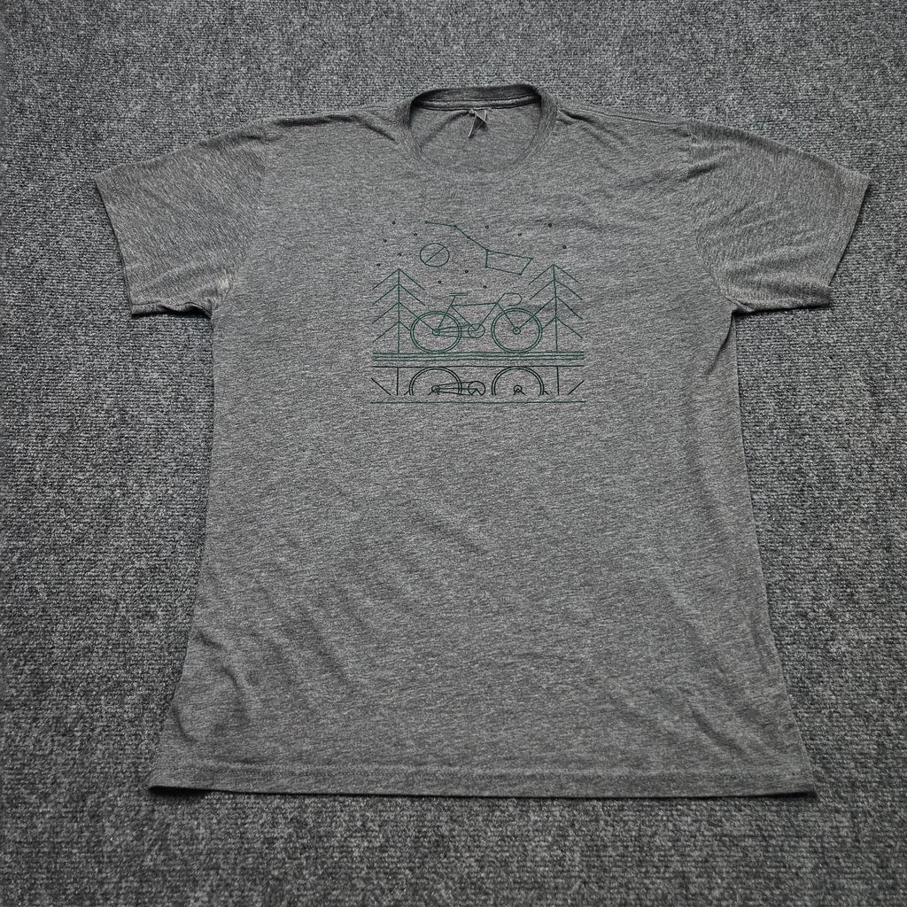 Next Level Graphic T Shirt Large Gray Short Sleeve Bike Trees Cycling Artsy