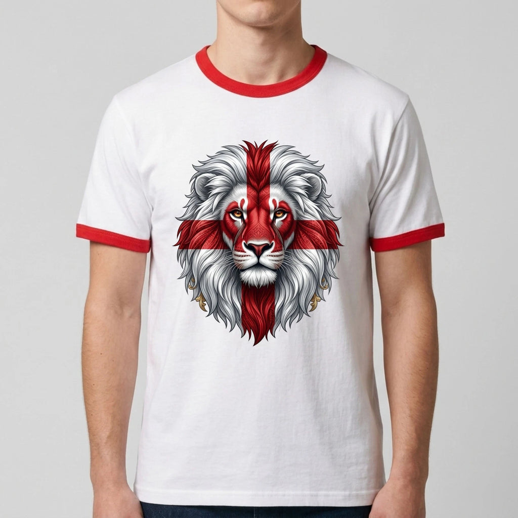 England 2026 Lion Ringer T-Shirt St George Cross Football Tournament Gift Top