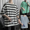 Men's Stylish Short Sleeve Striped T Shirt Blouse Perfect for Casual Outings