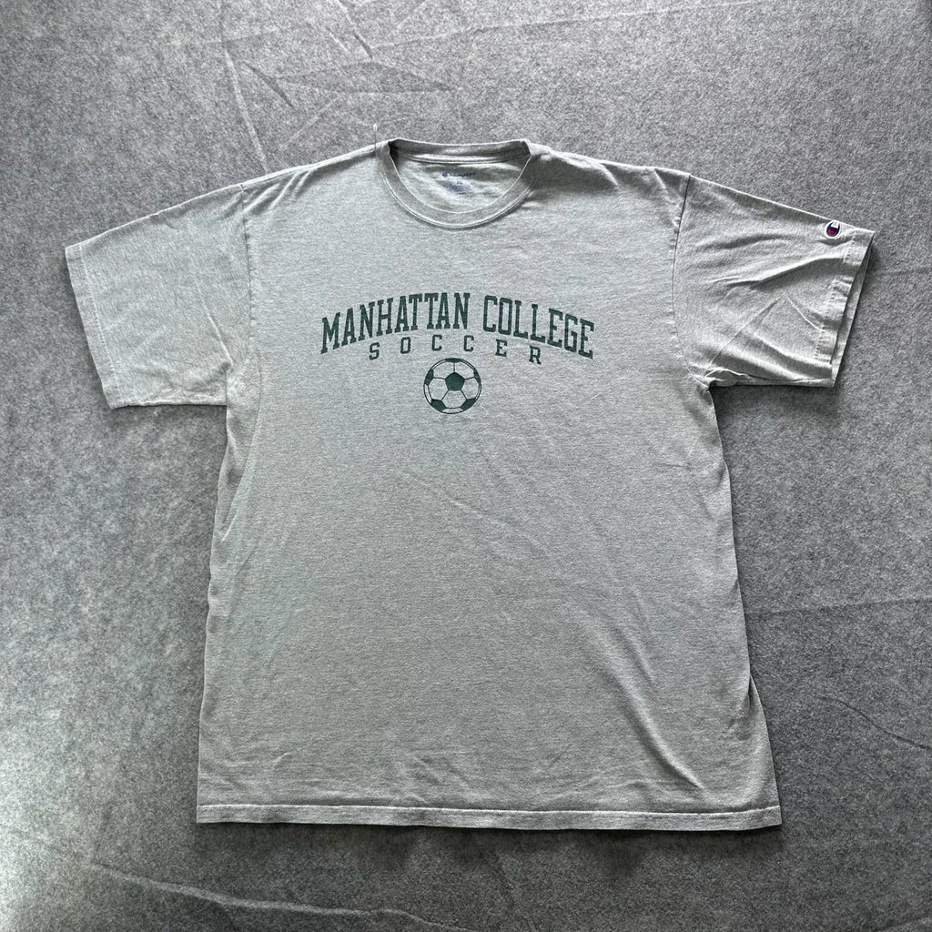Champion Shirt Mens XL Gray Manhattan College Soccer Graphic Crewneck Tagless