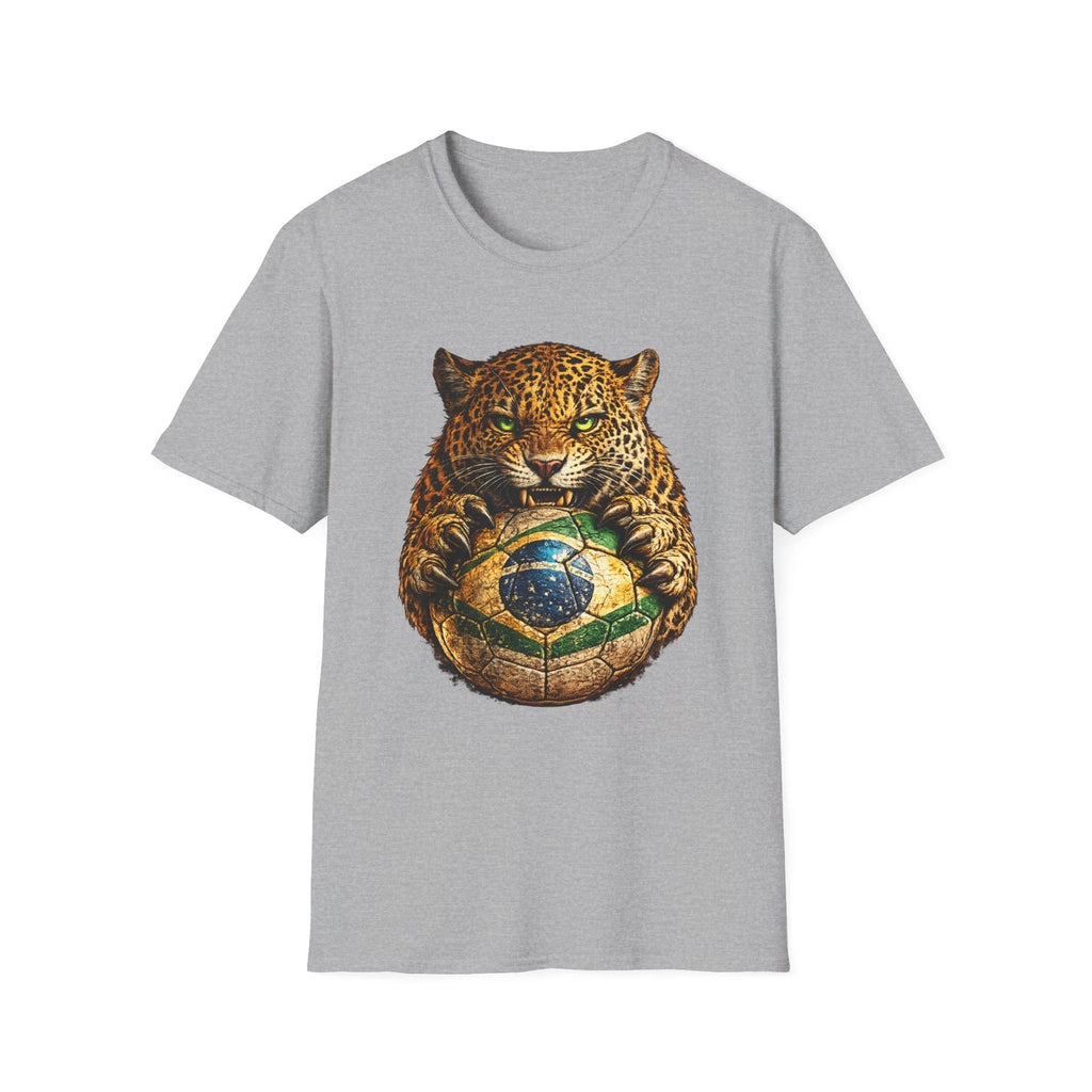 Brazil Jaguar Soccer Ball T-Shirt Brazil Flag Football Fan Graphic Tee