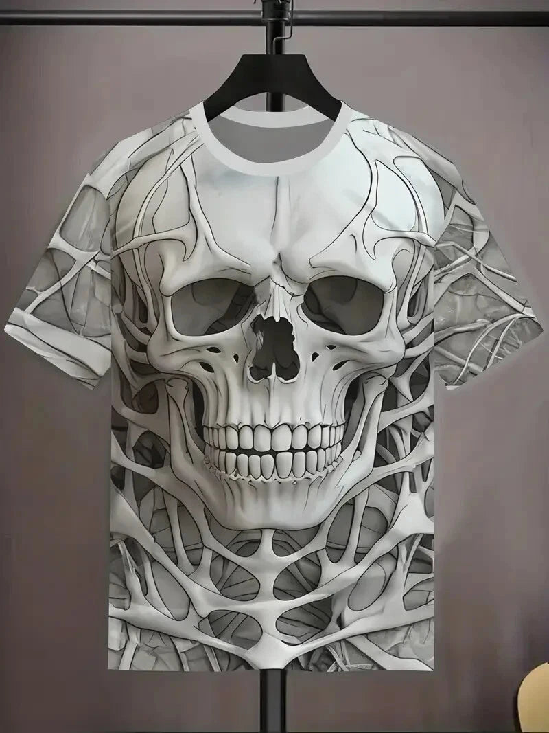 Men's Trendy Casual Short-Sleeve T-Shirt with Stylish Skull Grap- Breathable XL