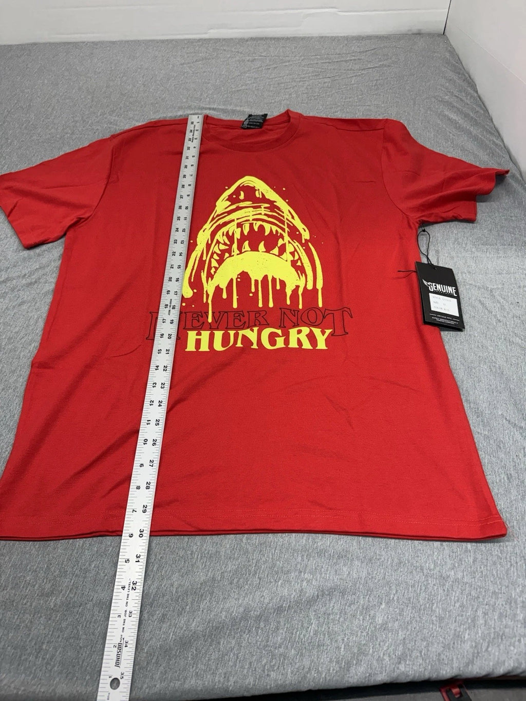 Genuine, Aesthetic, Shark Never Not Hungry, Red Size Extra Large T-Shirt,  NWT